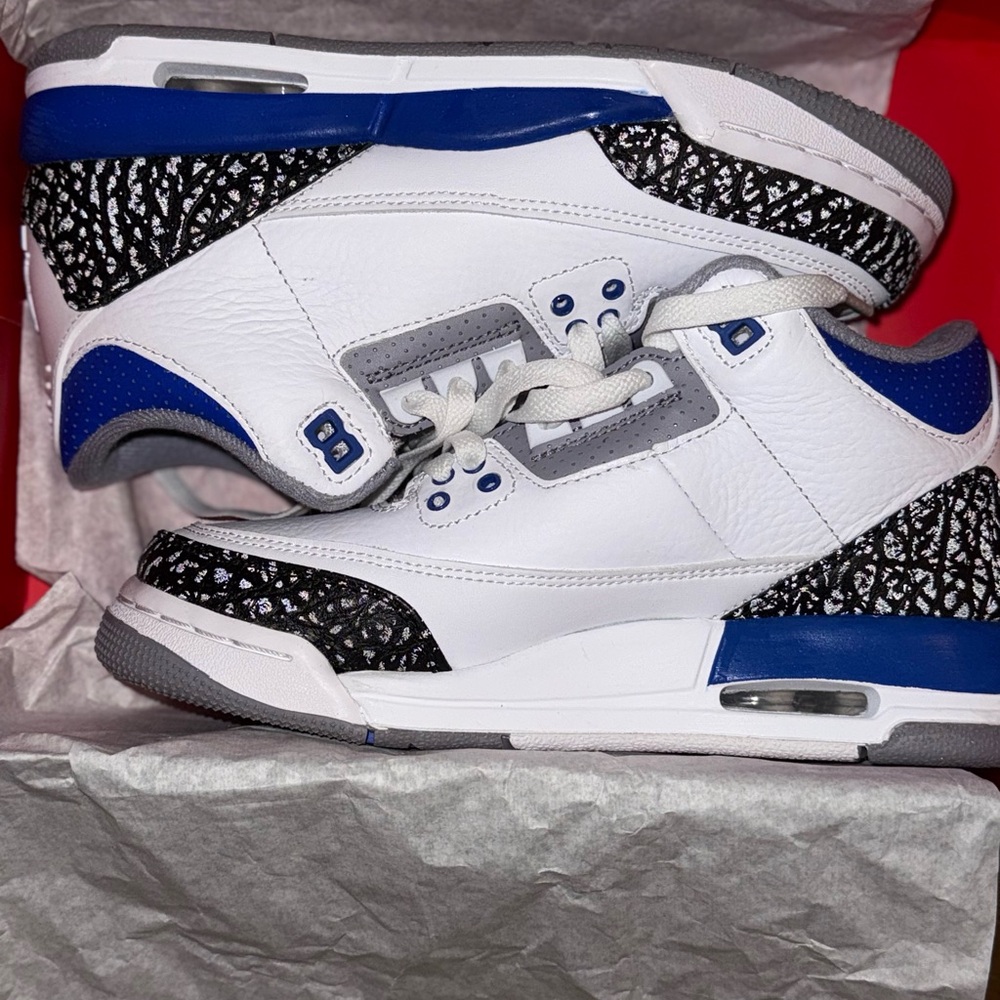 Jordan 3 Retro White/Racer Blue/ Black Big Kids 5.5y